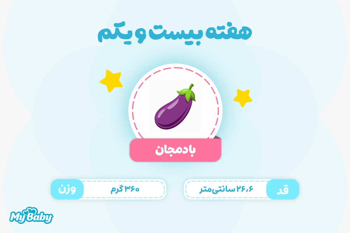 اندازه جنین در هفته بیست و یکم بارداری